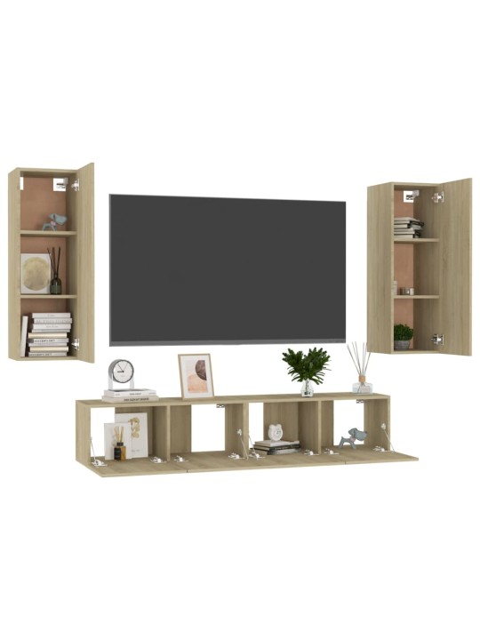 4dílný set TV skříněk dub sonoma kompozitní dřevo