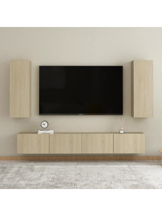 4dílný set TV skříněk dub sonoma kompozitní dřevo