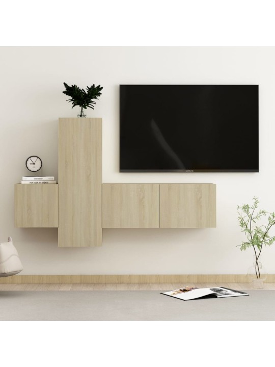 3dílný set TV skříněk dub sonoma kompozitní dřevo