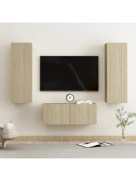 3dílný set TV skříněk dub sonoma kompozitní dřevo