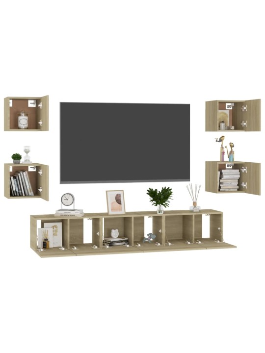 7dílný set TV skříněk dub sonoma kompozitní dřevo