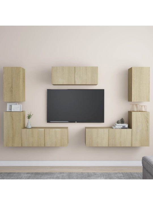7dílný set TV skříněk dub sonoma kompozitní dřevo