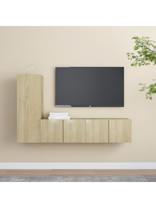 3dílný set TV skříněk dub sonoma kompozitní dřevo
