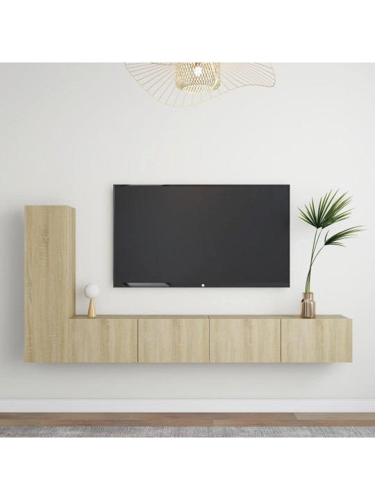 3dílný set TV skříněk dub sonoma kompozitní dřevo