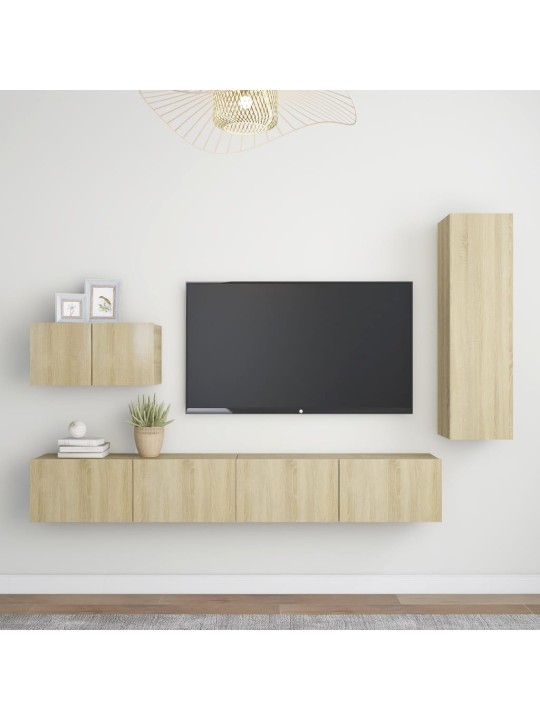 4dílný set TV skříněk dub sonoma kompozitní dřevo