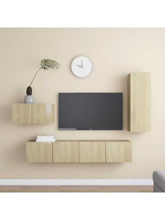 4dílný set TV skříněk dub sonoma kompozitní dřevo