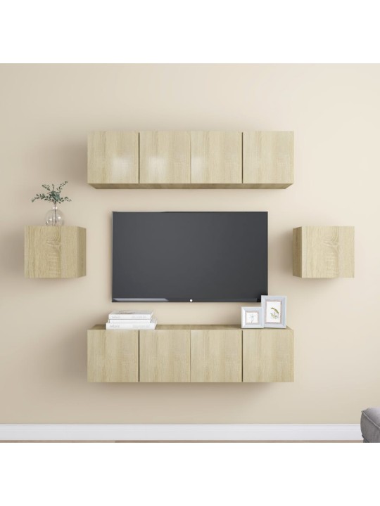 6dílný set TV skříněk dub sonoma kompozitní dřevo