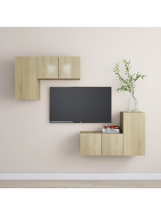 4dílný set TV skříněk dub sonoma kompozitní dřevo