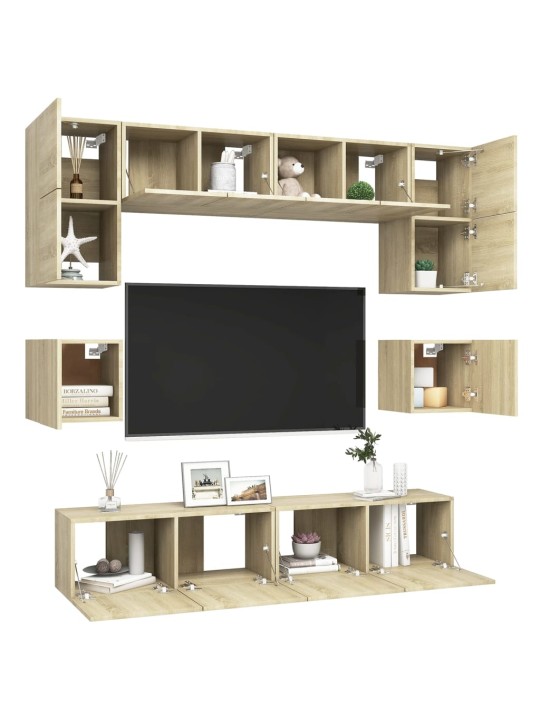 8dílný set TV skříněk dub sonoma kompozitní dřevo