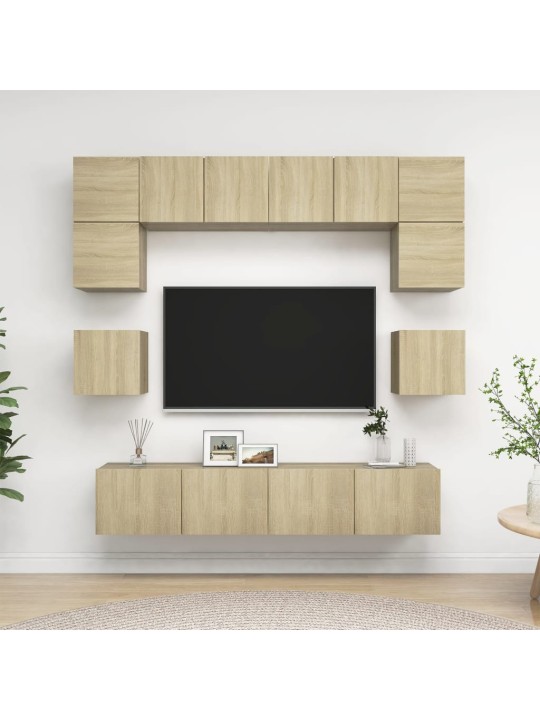 8dílný set TV skříněk dub sonoma kompozitní dřevo
