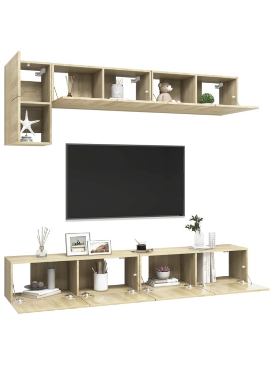 5dílný set TV skříněk dub sonoma kompozitní dřevo