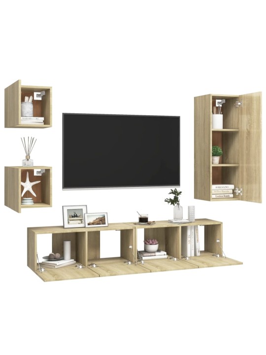 5dílný set TV skříněk dub sonoma kompozitní dřevo