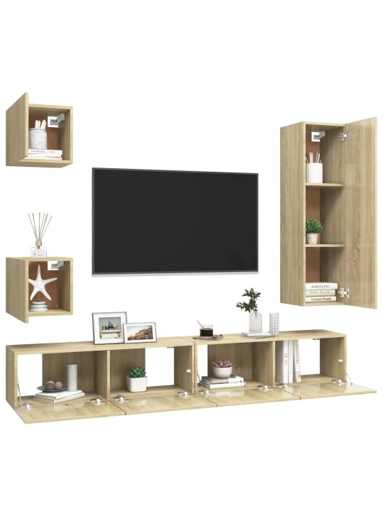 5dílný set TV skříněk dub sonoma kompozitní dřevo