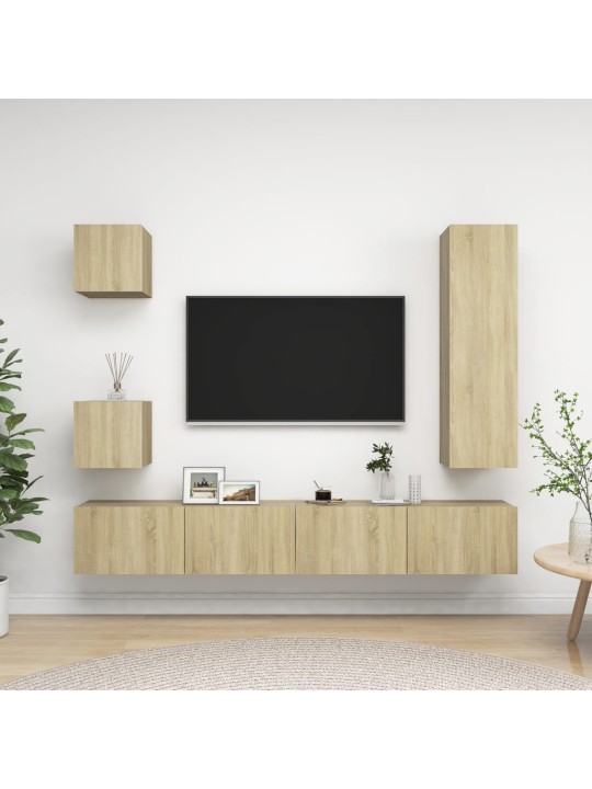 5dílný set TV skříněk dub sonoma kompozitní dřevo