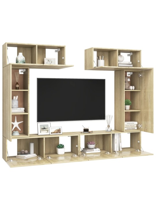 6dílný set TV skříněk dub sonoma kompozitní dřevo