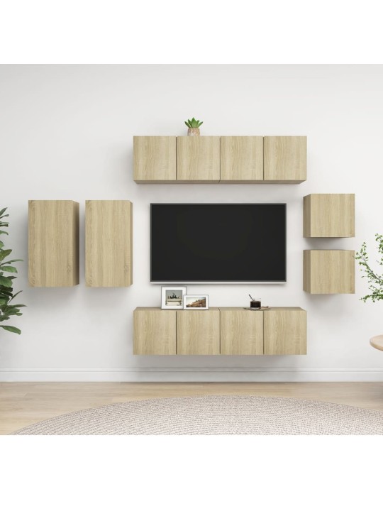 8dílný set TV skříněk dub sonoma kompozitní dřevo