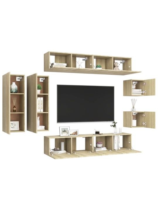 8dílný set TV skříněk dub sonoma kompozitní dřevo
