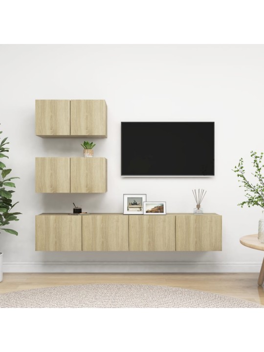 4dílný set TV skříněk dub sonoma kompozitní dřevo