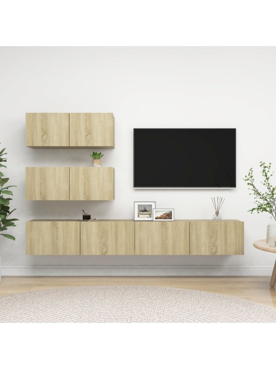 4dílný set TV skříněk dub sonoma kompozitní dřevo