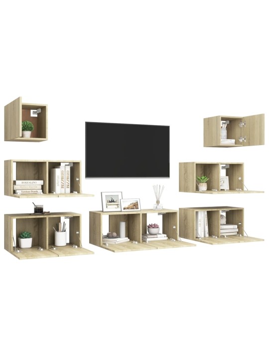 7dílný set TV skříněk dub sonoma kompozitní dřevo