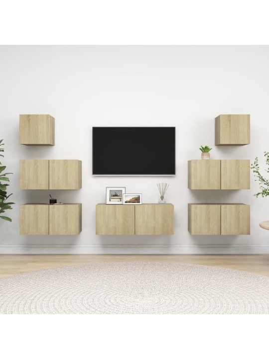 7dílný set TV skříněk dub sonoma kompozitní dřevo