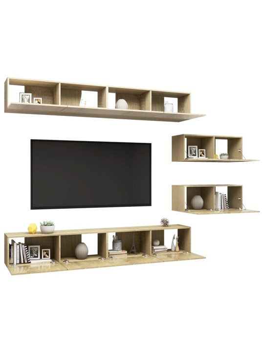6dílný set TV skříněk dub sonoma kompozitní dřevo