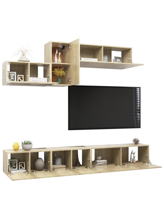 6dílný set TV skříněk dub sonoma kompozitní dřevo