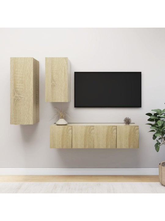 4dílný set TV skříněk dub sonoma kompozitní dřevo