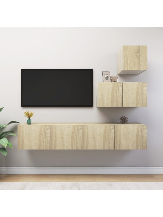 4dílný set TV skříněk dub sonoma kompozitní dřevo