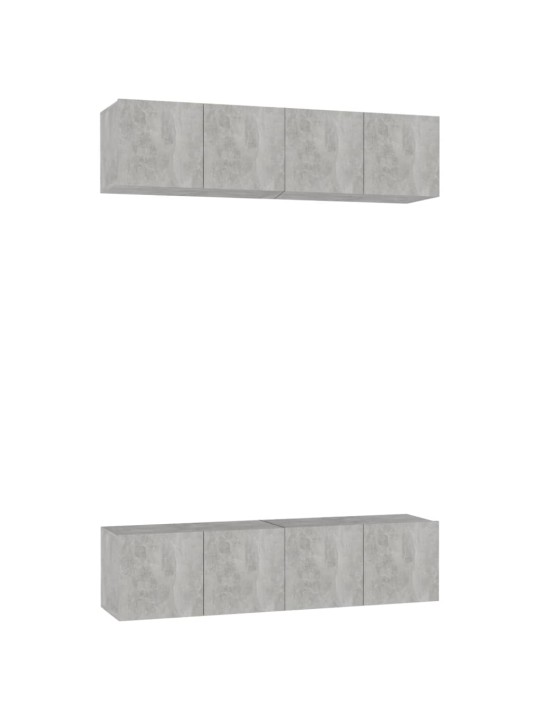 TV skříňky 4 ks betonově šedé 60 x 30 x 30 cm kompozitní dřevo