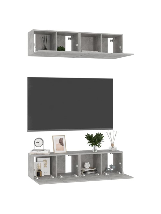 TV skříňky 4 ks betonově šedé 60 x 30 x 30 cm kompozitní dřevo