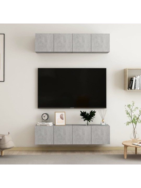 TV skříňky 4 ks betonově šedé 60 x 30 x 30 cm kompozitní dřevo