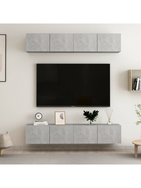 TV skříňky 4 ks betonově šedé 80 x 30 x 30 cm kompozitní dřevo