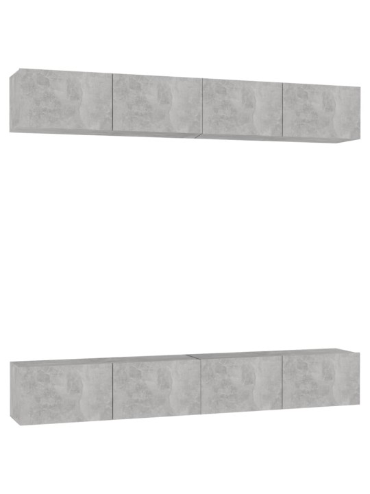 TV skříňky 4 ks betonově šedé 100 x 30 x 30 cm kompozitní dřevo