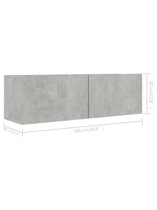 TV skříňky 4 ks betonově šedé 100 x 30 x 30 cm kompozitní dřevo