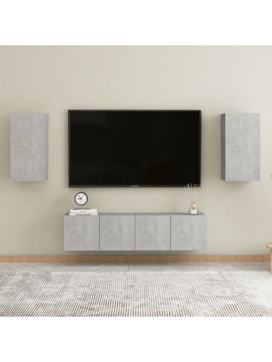 4dílný set TV skříněk betonově šedý dřevotříska