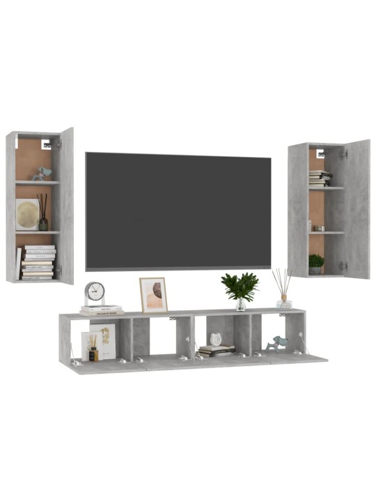 4dílný set TV skříněk betonově šedý kompozitní dřevo
