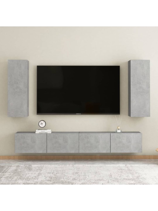 4dílný set TV skříněk betonově šedý kompozitní dřevo