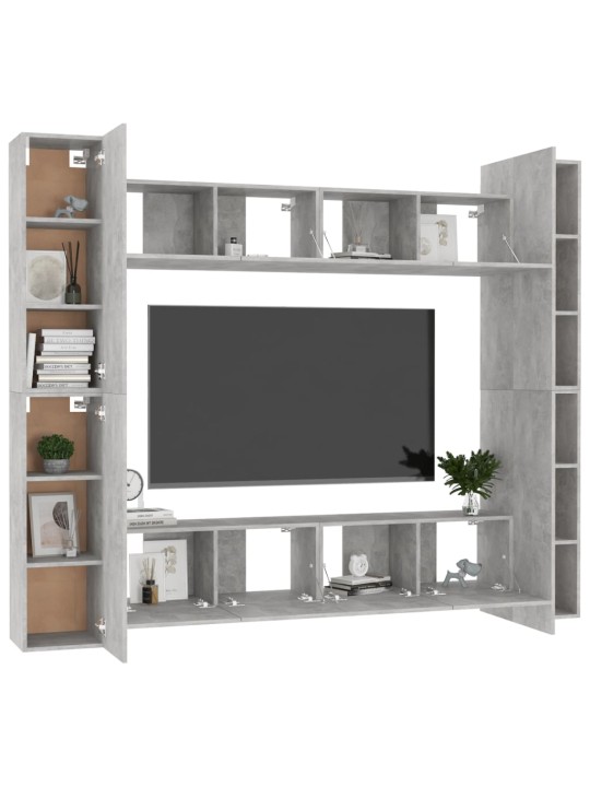 8dílný set TV skříněk betonově šedý kompozitní dřevo