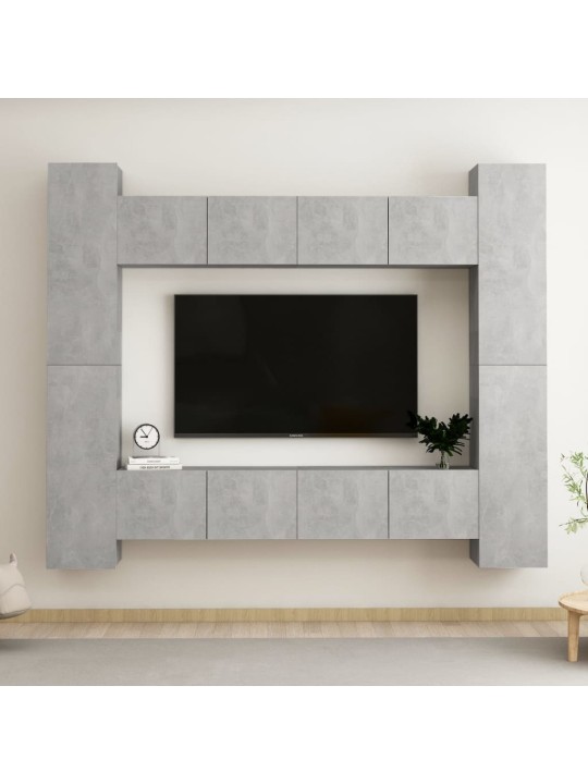 8dílný set TV skříněk betonově šedý kompozitní dřevo