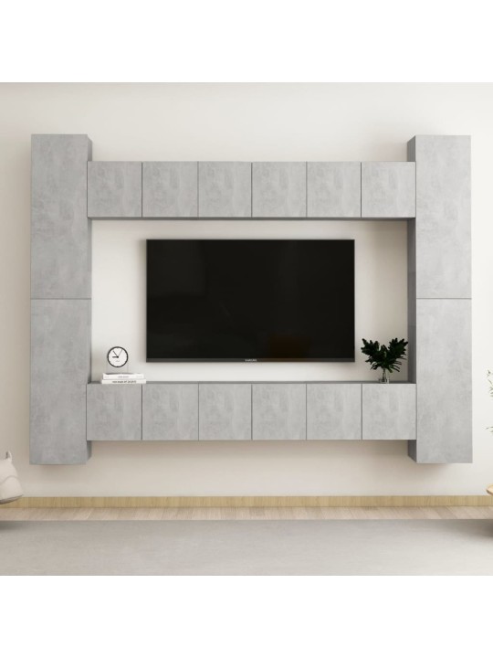 10dílný set TV skříněk betonově šedý kompozitní dřevo