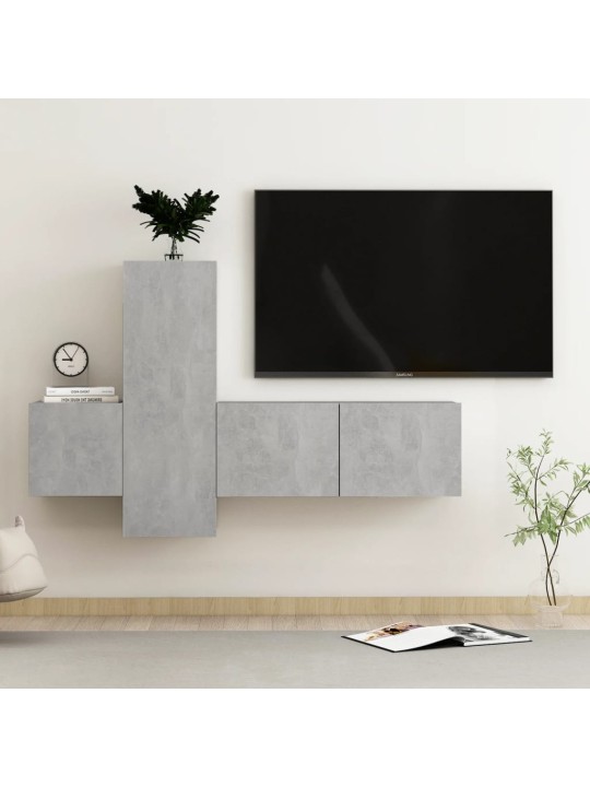 3dílný set TV skříněk betonově šedý kompozitní dřevo