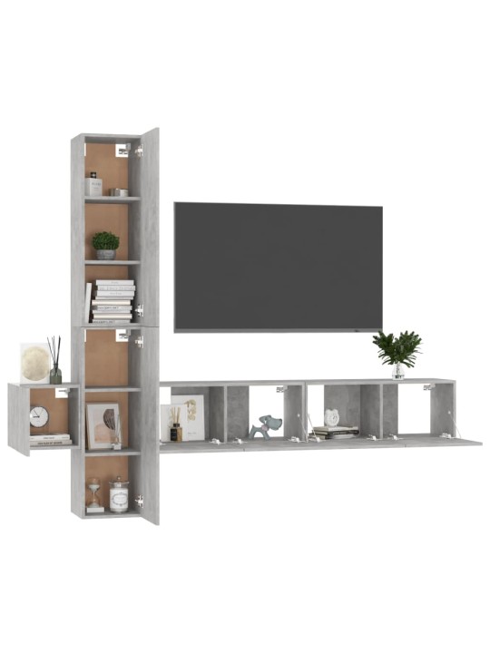 5dílný set TV skříněk betonově šedý kompozitní dřevo