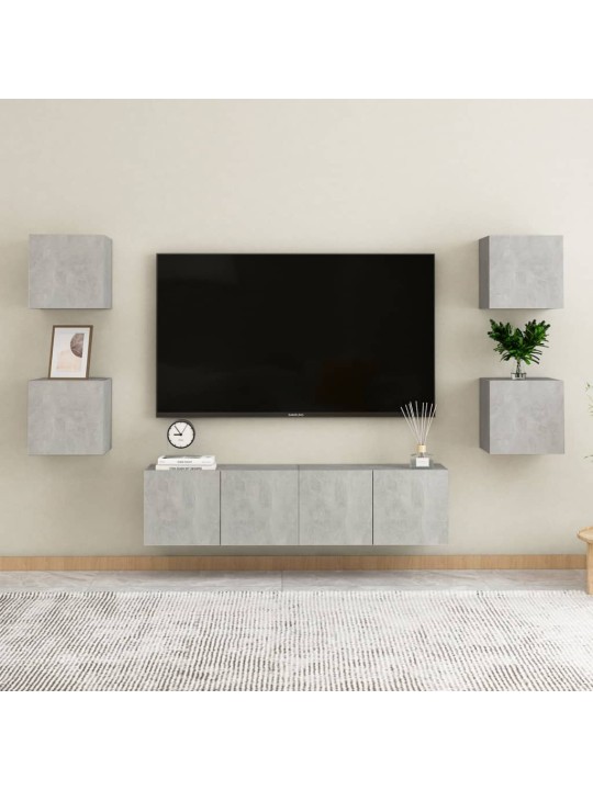 6dílný set TV skříněk betonově šedý kompozitní dřevo