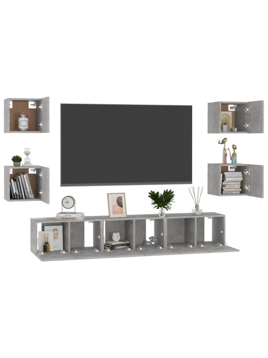 7dílný set TV skříněk betonově šedý kompozitní dřevo