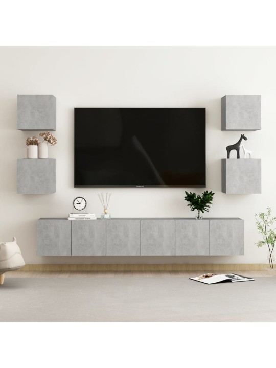 7dílný set TV skříněk betonově šedý kompozitní dřevo