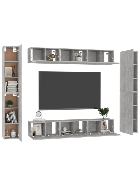 10dílný set TV skříněk betonově šedý kompozitní dřevo