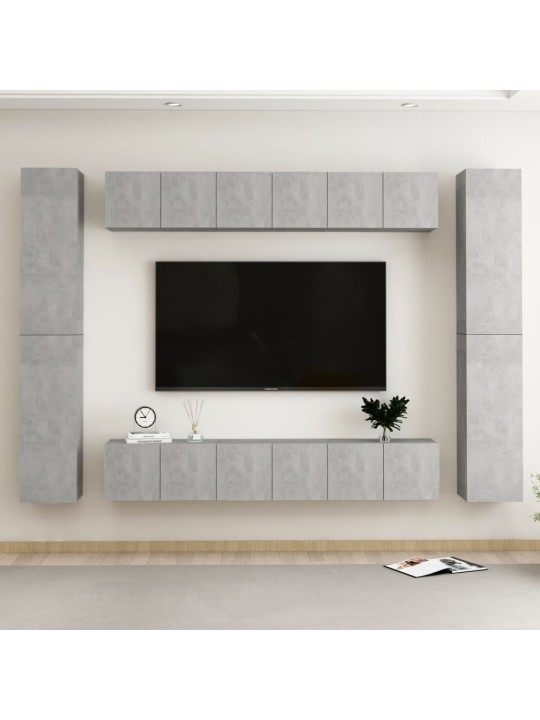 10dílný set TV skříněk betonově šedý kompozitní dřevo