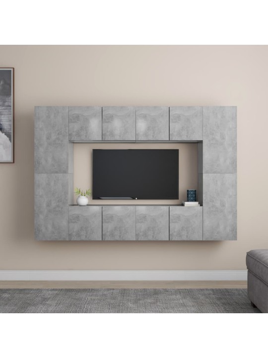 8dílný set TV skříněk betonově šedý dřevotříska