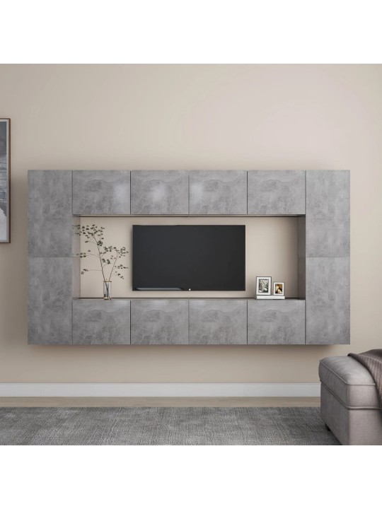 8dílný set TV skříněk betonově šedý dřevotříska